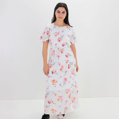 Image for Women's Floral Long  Dress,White
