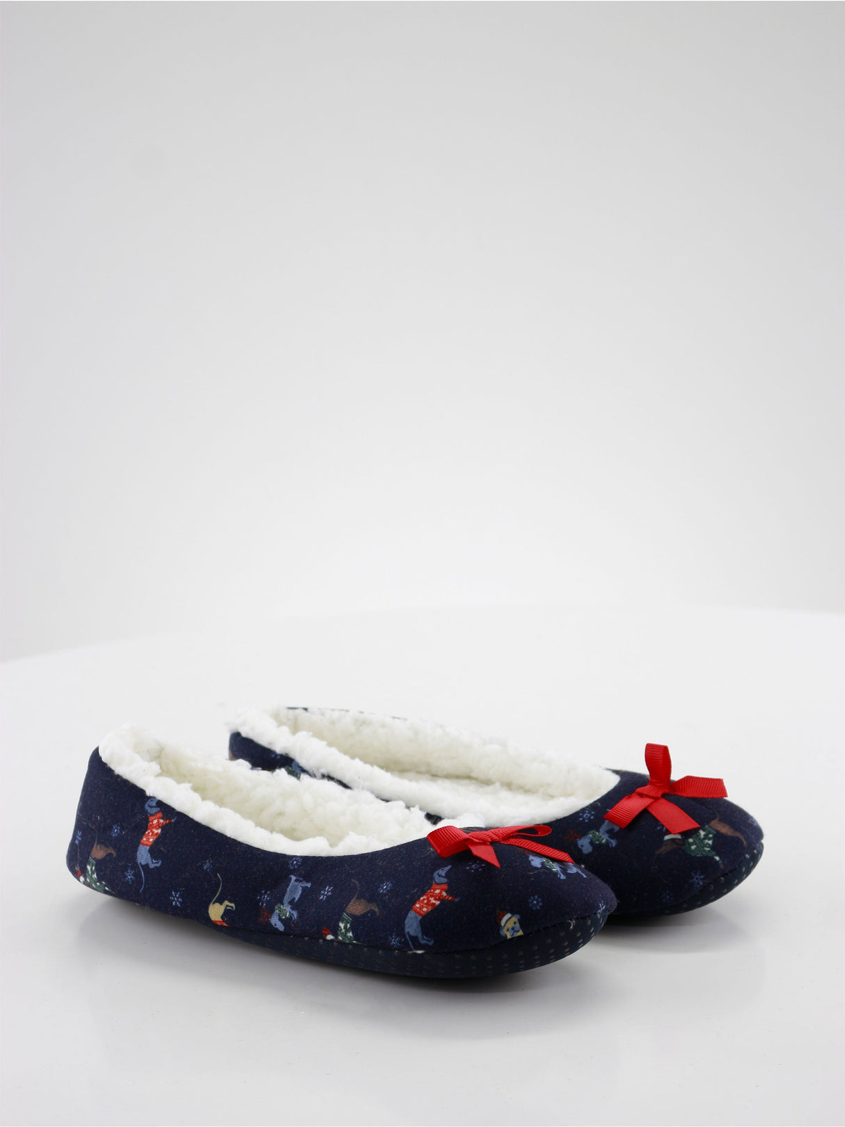Image for Women's Christmas Decoration Faux Fur Inside Slippers,Navy