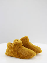 Image for Women's Faux Fur Plain Slippers,Mustard