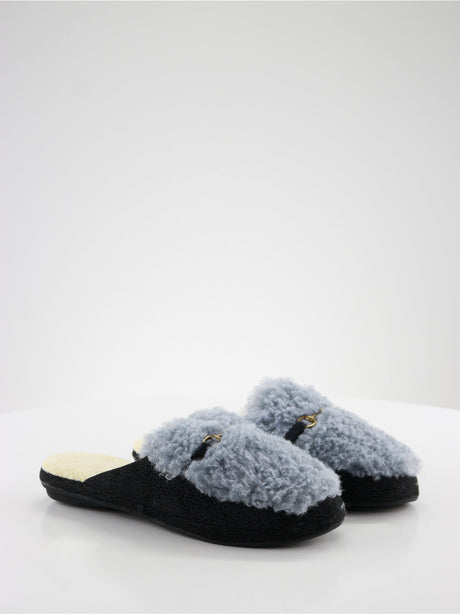 Image for Women's Fleece Washed In Side Slippers,Petrol/Black