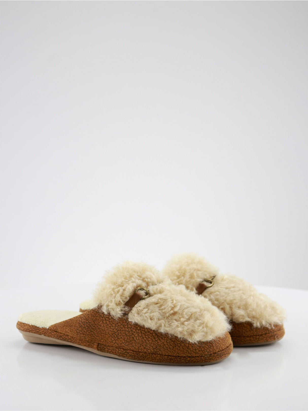 Image for Women's Faux Fur Washed Slippers,Beige/Brown