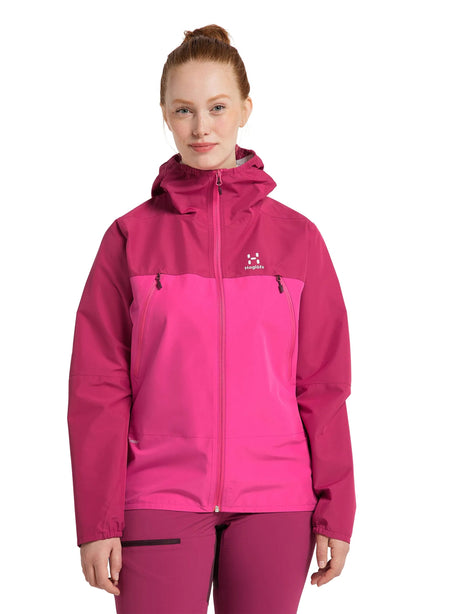 Image for Women's Color Block Zipper Fly Jacket,Pink