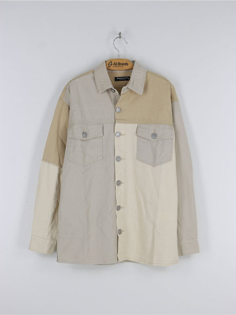 Image for Men's Plain Denim Jacket,Beige