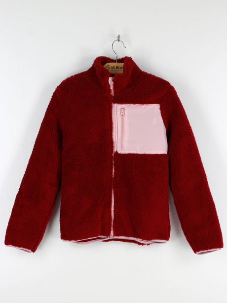 Image for kids Girl Color Block Fleece Jackets,Burgundy