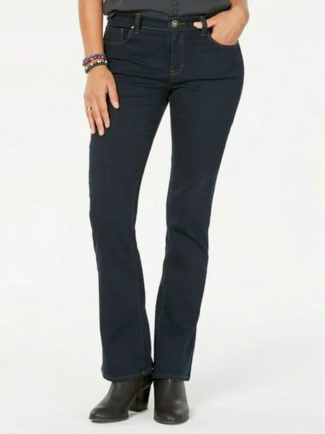 Image for Women's Pocketed Zippered Jeans,Navy