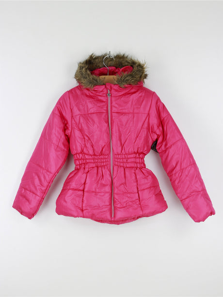 Image for Kids Girl Faux-Fur Trim&Scarf Hooded Jacket,Pink
