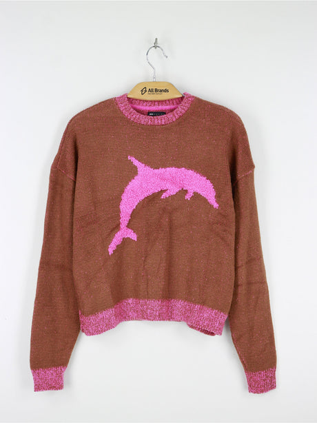 Image for Women's Dolphin Pattern Sweater,Brown
