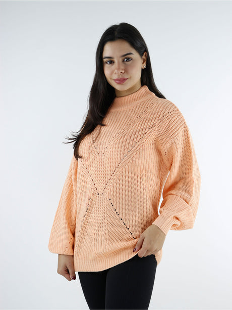 Image for Women's Textured Pattern Sweater,Coral