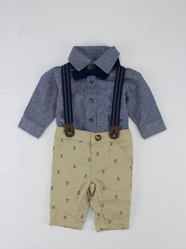 Image for Kids Boy Printed 3 Pcs Jumpsuits, Beige/Blue