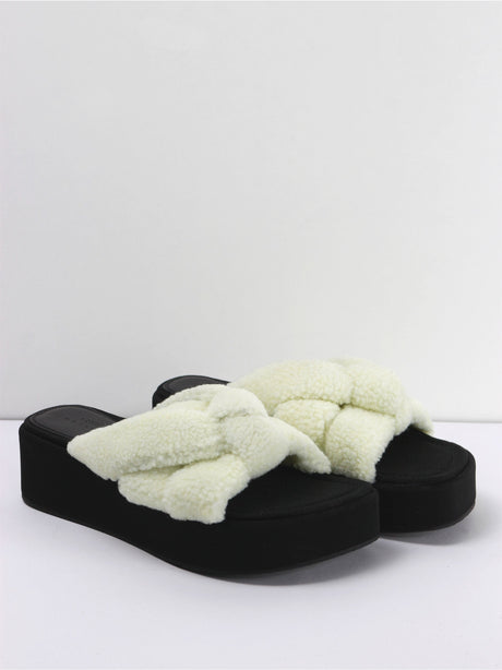 Image for Women's Padded Knotted  Heeled Slippers,Off White