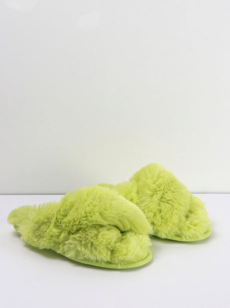 Image for Kids Girl Brooklyn Crossband Fur Slippers,Pistachio