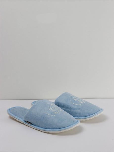 Image for Women's Floral Print Suede Slippers,Blue