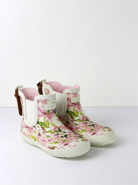 Image for Kids Girl Floral Print Faux Leather Ankle Boots,White/Pink