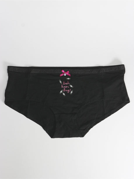 Image for Women's Graphic-Print Cotton Panties,Black