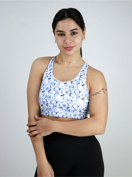 Image for Women's Floral Print Croped Sport Top,Blue