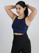 Image for Women's Textured Sleeveless Sport Bra,Navy