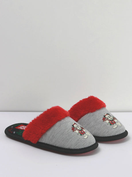Image for Kids Boy Mickey Mouse Print Slippers,Grey/Red