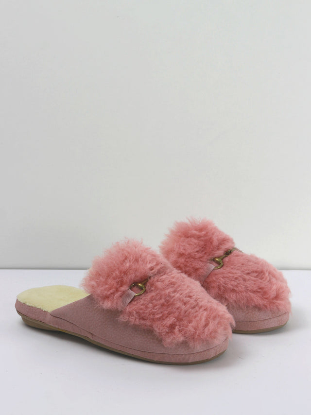 Image for Women's Faux Fur Rubber Sole Slippers,Pink