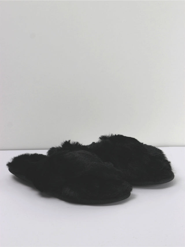 Image for Kid's Girl Brooklyn Crossband Fur Slippers,Black