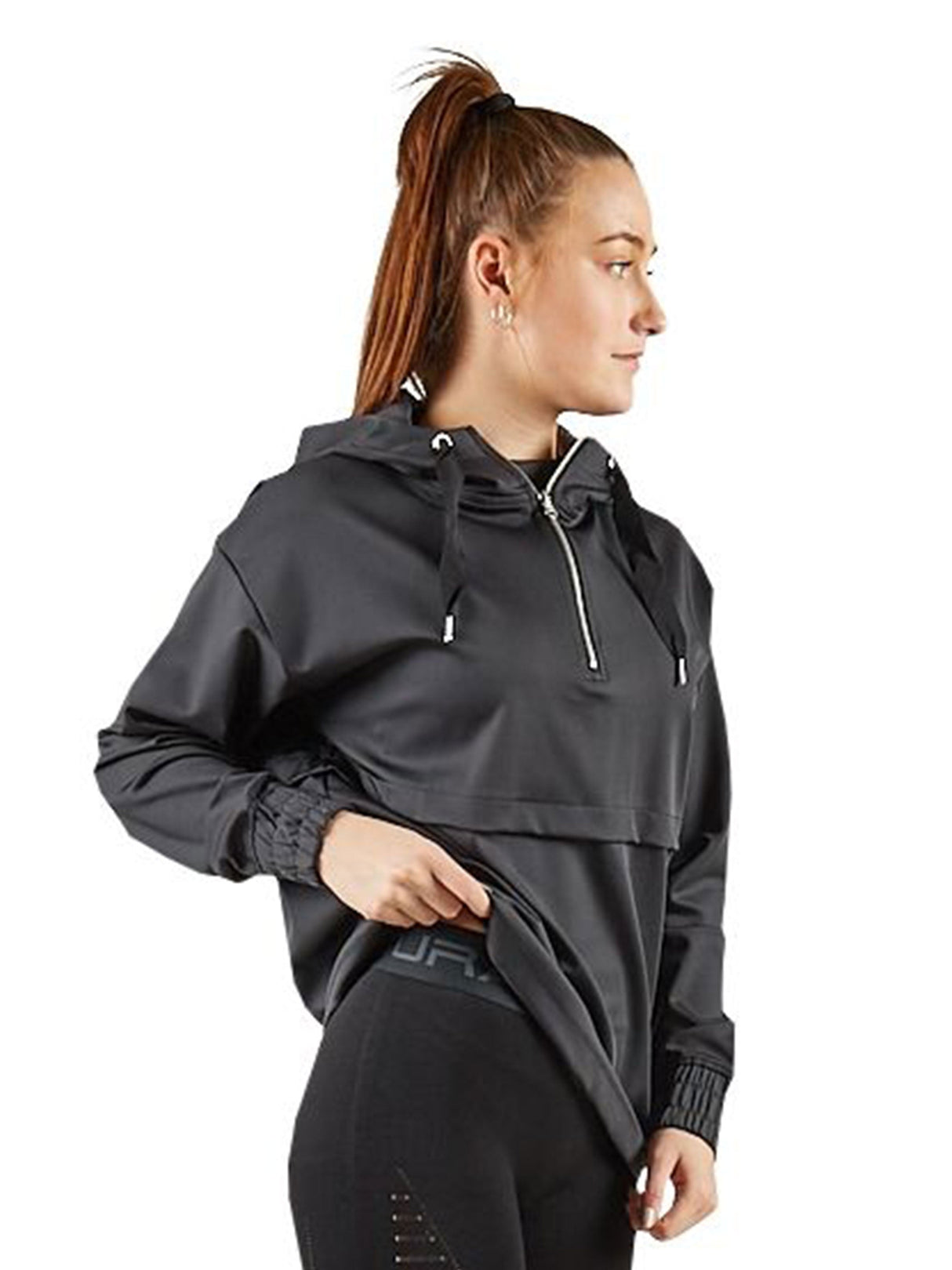 Image for Women's Plain Cotton Hooded Swaeter,Black