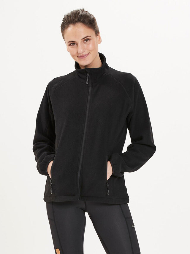 Image for Women's High Neck Fleece Plain Jacket,Black