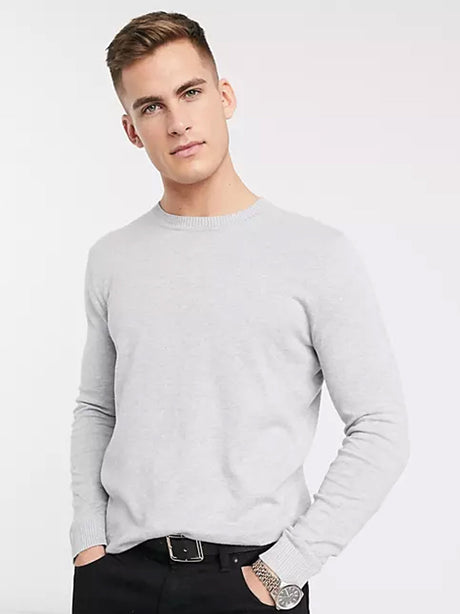 Image for Men's Plain Solid Crew Neck Sweater,Grey