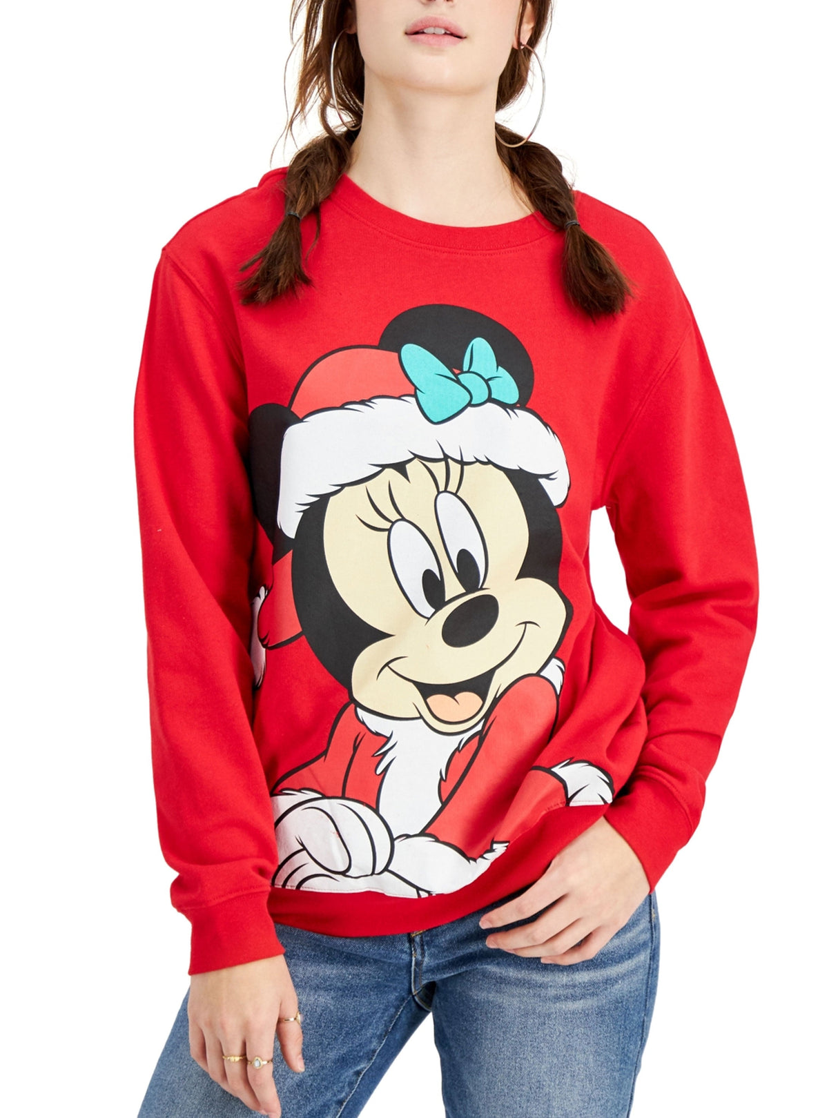 Image for Women's Minnie Mouse Print Sweater,Red