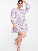 Image for Women's Hearts Print Ruffle Dress,Purple