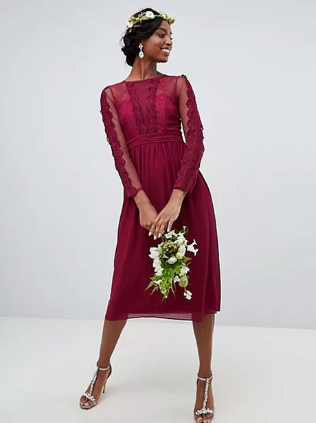 tfnc burgundy dress Elida Maxi Dress Red – Girl Meets Dress main image 1