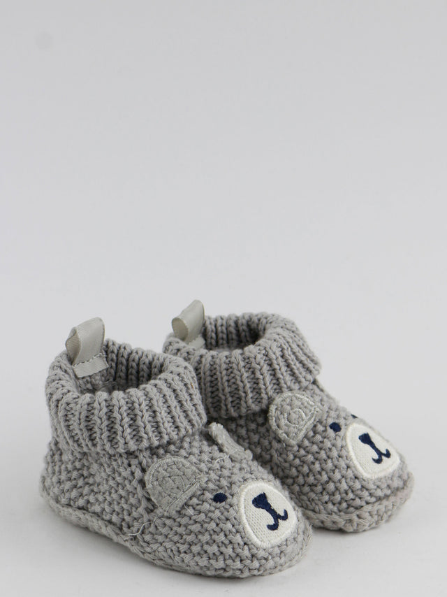 Image for Kids Boy Knitted Bear Slippers,Grey