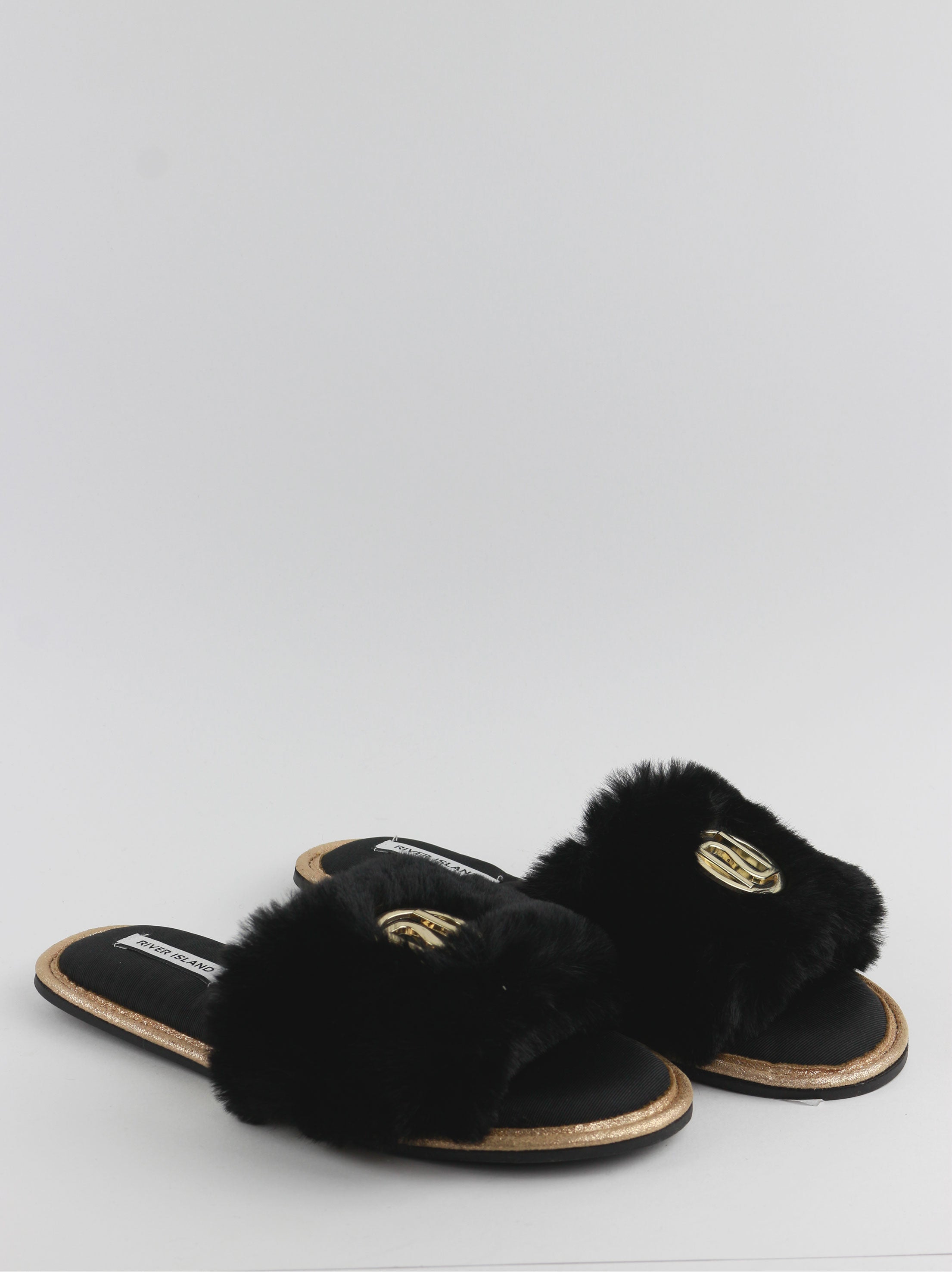 River island faux fur slippers hot sale