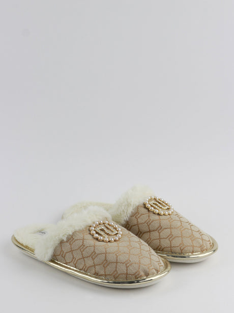 Image for Kids Girl Textile Faux Fur Slippers,Beige