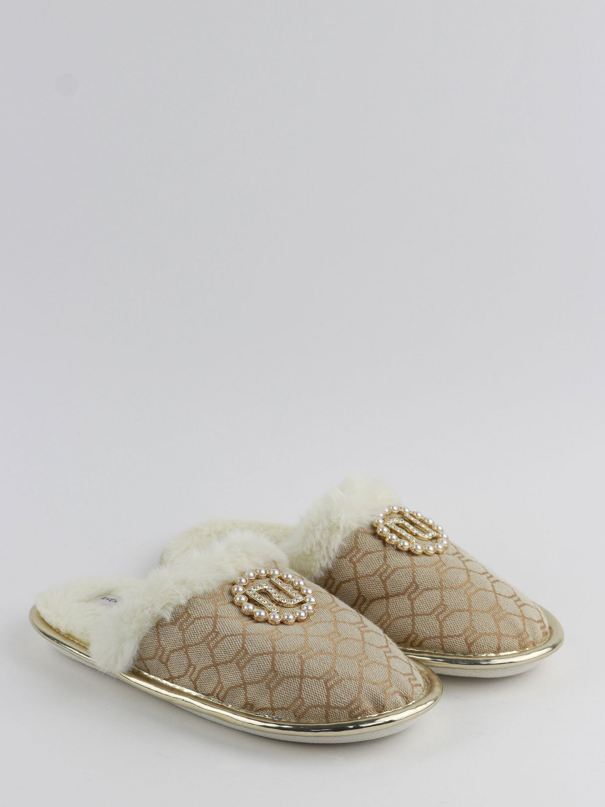 Image for Kids Girl Textile Faux Fur Slippers,Beige