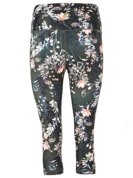 Image for Women's Floral Cropped legging,Dark Green