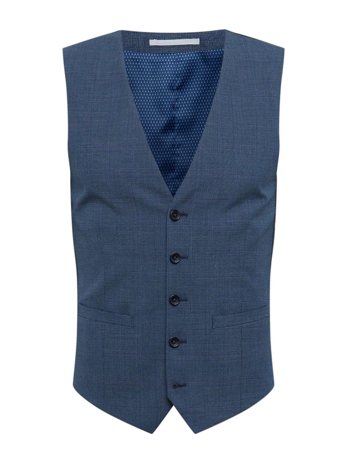 Image for Men's Plaid Button Closure Vests,Navy