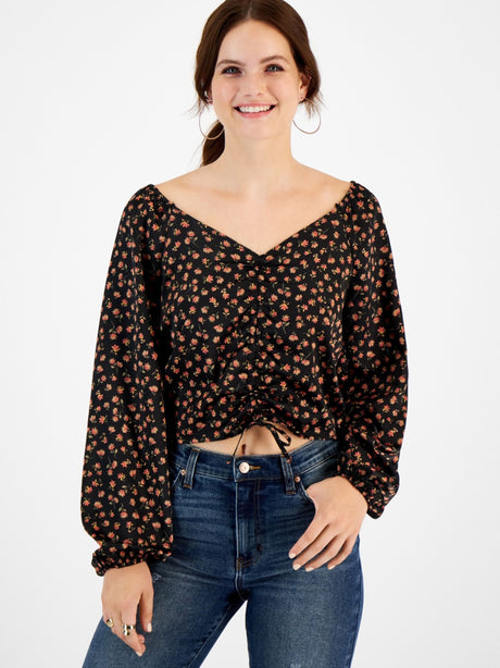 Image for Women's Floral Top,Black