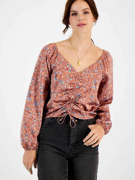 Image for Women's Floral Top,Rose Gold