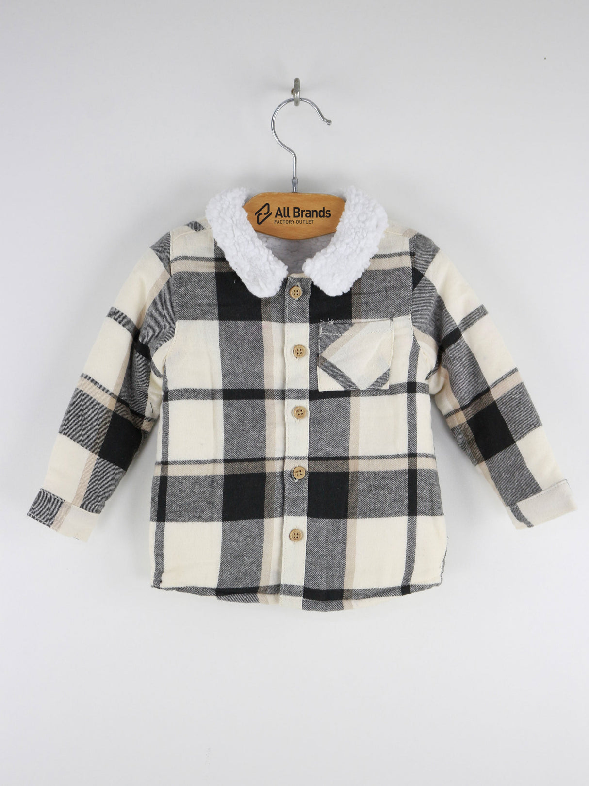 Image for Kids Boy Plaid Fleece In Side Jacket,Beige