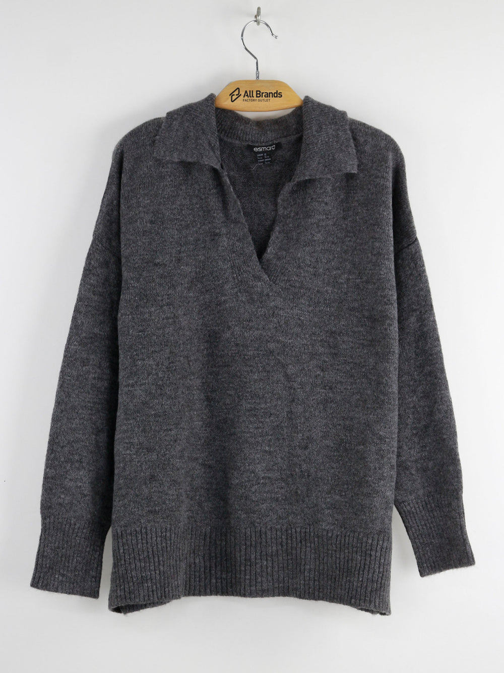 Women's Spread Collar Wool Sweater,Grey All Brands Factory Outlet