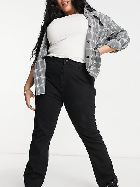 Image for Women's Plain Solid Denim Pant,Black