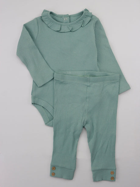 Image for Kids Girl Ribbed Bodysuit Set,Mint