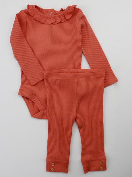Image for Kids Girl Ribbed Bodysuit Set,Orange
