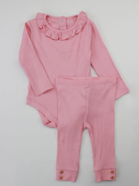 Image for Kids Girl Ribbed Bodysuit Set,Pink