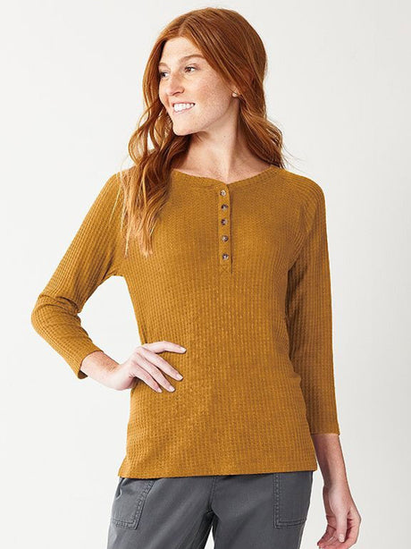 Image for Women's Ribbed Casual Top,Mustard