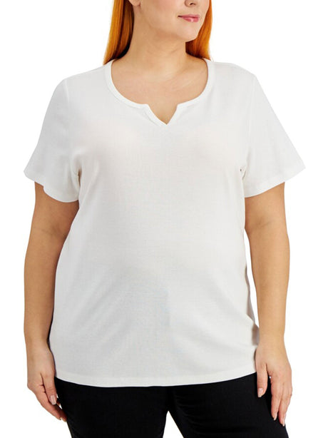 Image for Women's  V-Neck Plain Solid Casual Top,White