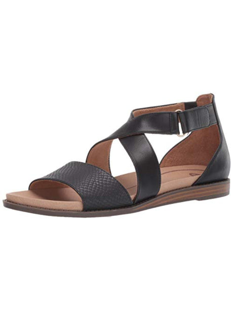 Image for Women's Mixed Strap Leather Sandals,Black