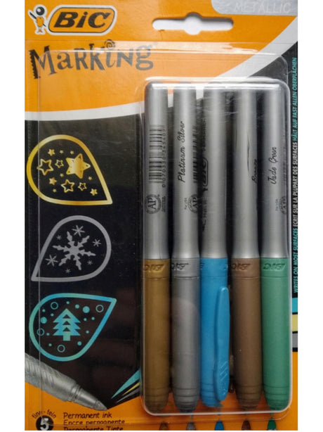 Image for Permanent Metallic Ink Markers, Set Of 5