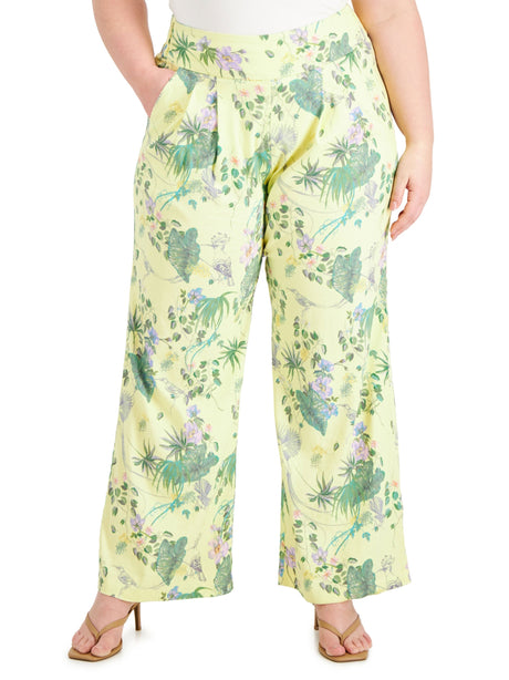 Image for Women's Floral Graphic Print Casual Pant,Yellow