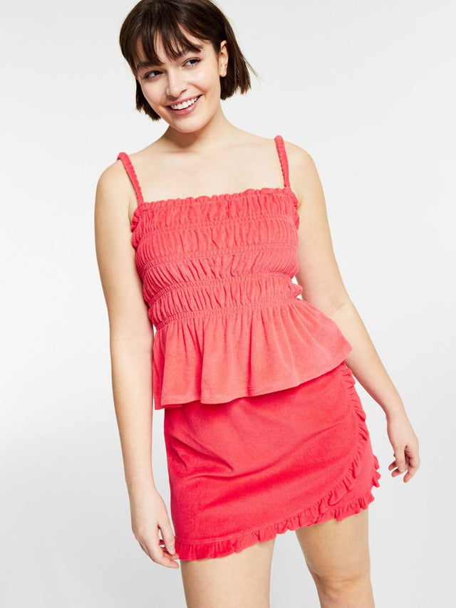 Image for Women's Ribbed Plain Solid Top,Coral