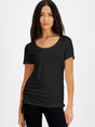 Image for Women's Plain Solid Short Sleeve Top,Black